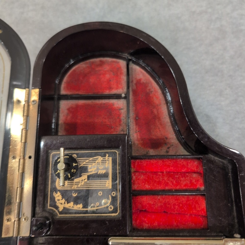 Kings Black Musical Grand Piano Trinket Box Hinged Lid Plays Music - READ: Dusty - Picture 7 of 8